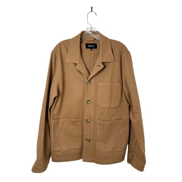 Quince Men's Organic Comfort Stretch Chore Jacket Tobacco Brown Shacket Twill M - Picture 4 of 9